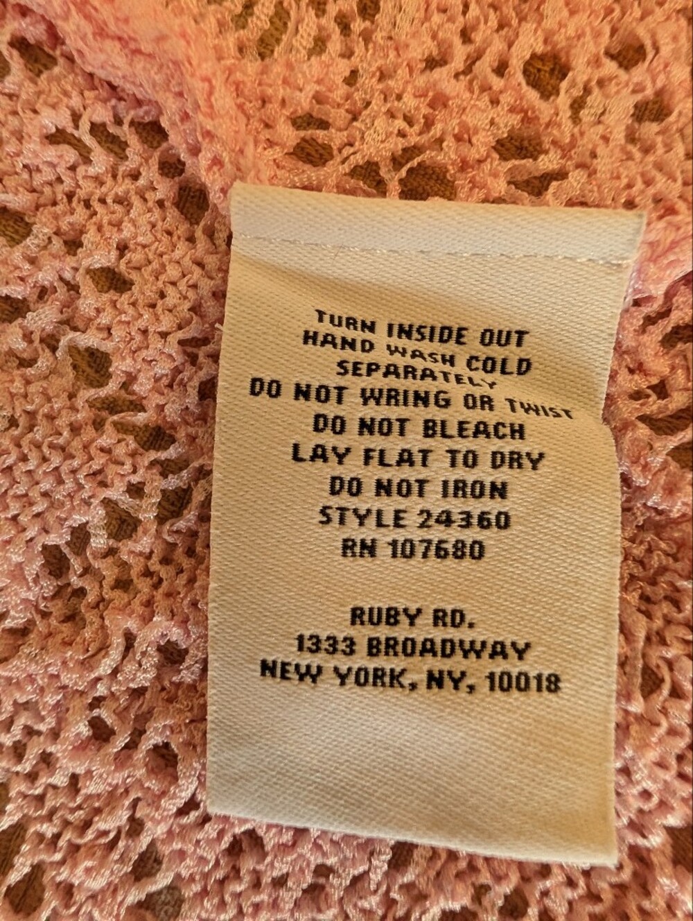 Ruby Rd. Light Pink Open-Knit Tie-Front Cardigan - Picture 10 of 10